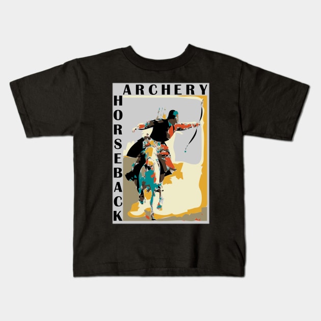 Horseback Archery Kids T-Shirt by Good Big Store